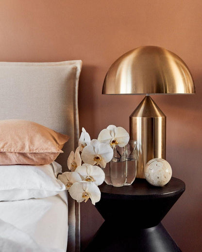 Brass Geometric Table Lamp — Modern Accent Glow