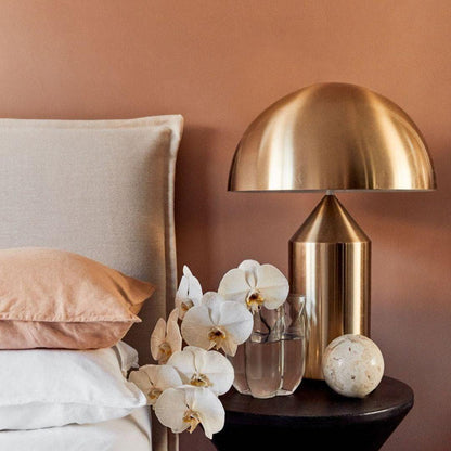 Brass Geometric Table Lamp — Modern Accent Glow