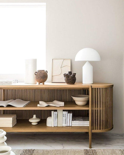 Brass Geometric Table Lamp — Modern Accent Glow