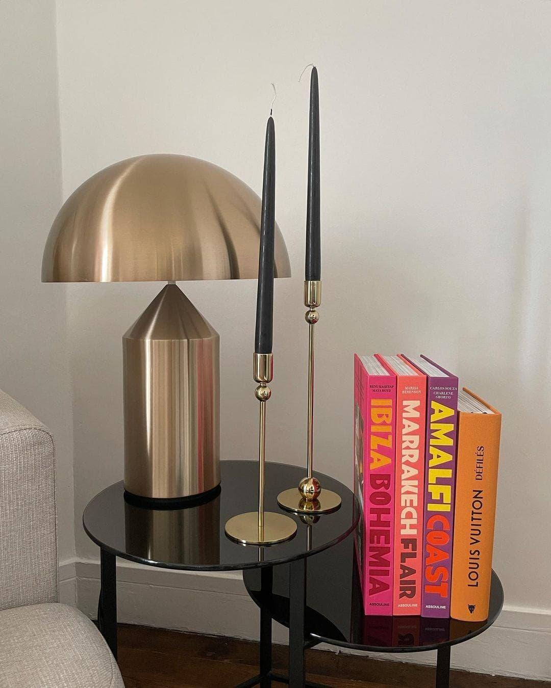 Brass Geometric Table Lamp — Modern Accent Glow