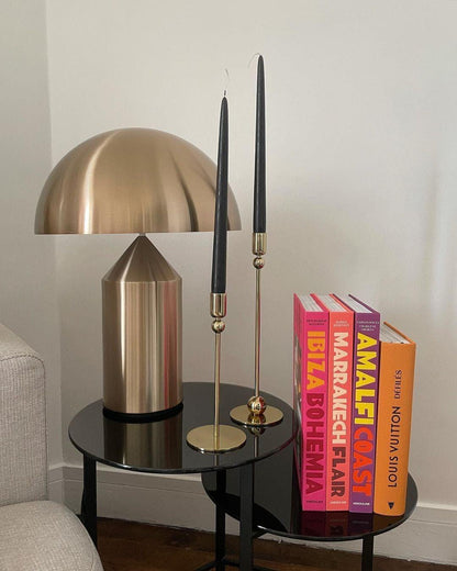 Brass Geometric Table Lamp — Modern Accent Glow