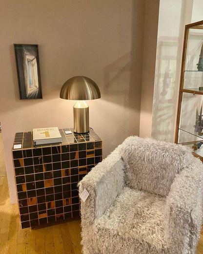 Brass Geometric Table Lamp — Modern Accent Glow