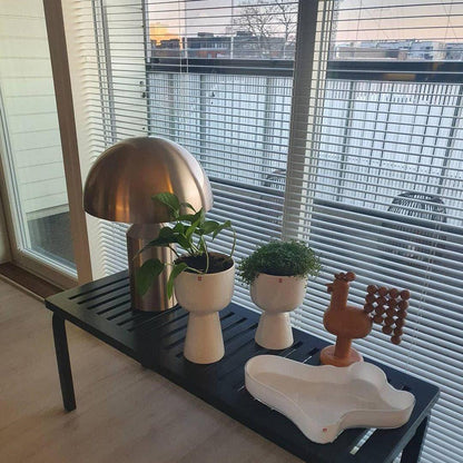 Brass Geometric Table Lamp — Modern Accent Glow