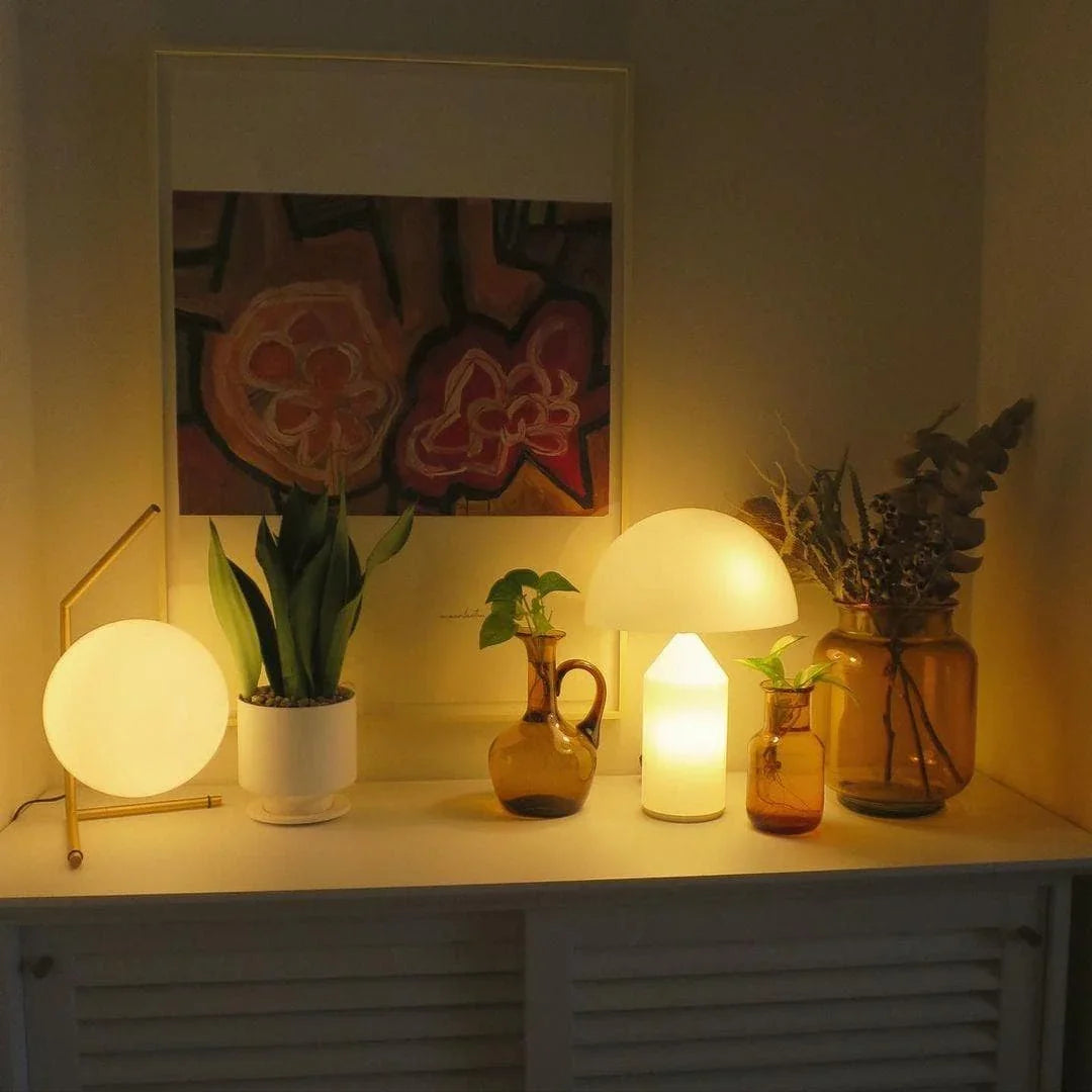 Brass Geometric Table Lamp — Modern Accent Glow - LumoTrot
