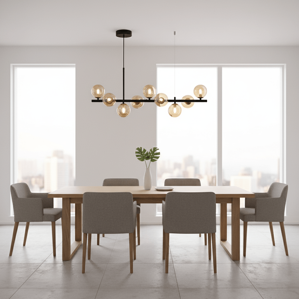 Smoked Glass Globe Chandelier — Mid-Century Modern Radiance - LumoTrot