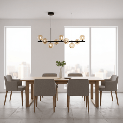 Smoked Glass Globe Chandelier — Mid-Century Modern Radiance - LumoTrot