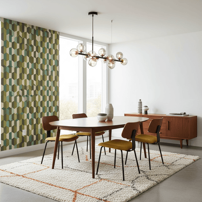 Linear silhouette of brass and smoked glass chandelier