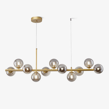 Smoked glass linear chandelier with brass frame Lumotrot
