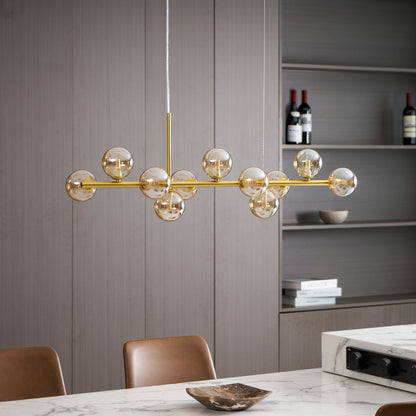 Smoked Glass Globe Chandelier — Mid-Century Modern Radiance