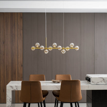 Smoked Glass Globe Chandelier — Mid-Century Modern Radiance