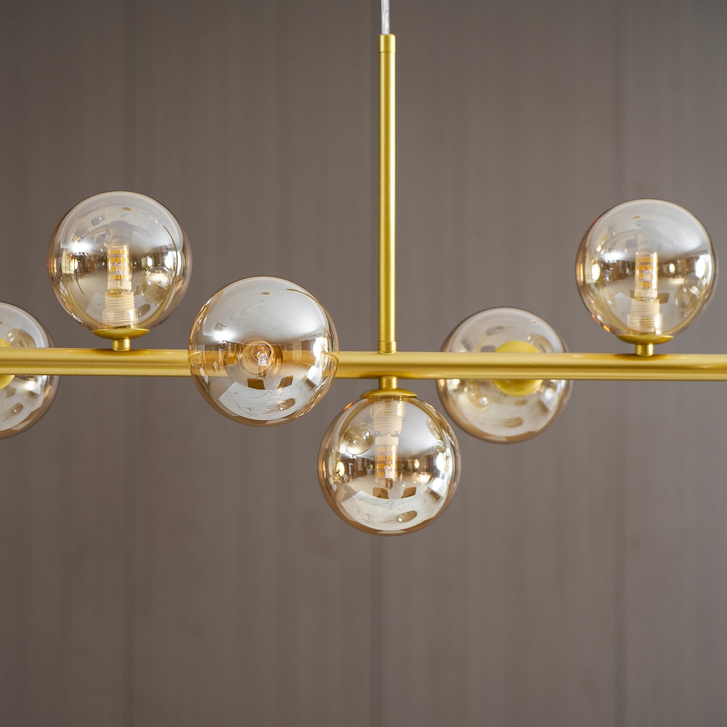 Smoked Glass Globe Chandelier — Mid-Century Modern Radiance