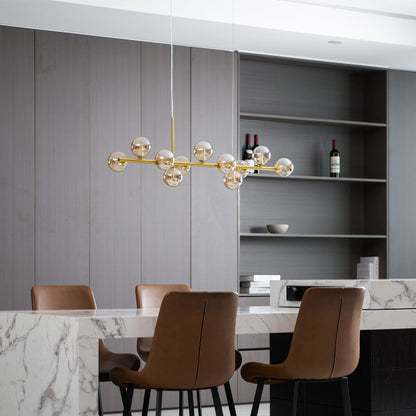 Smoked Glass Globe Chandelier — Mid-Century Modern Radiance