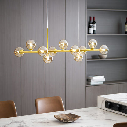Smoked Glass Globe Chandelier — Mid-Century Modern Radiance