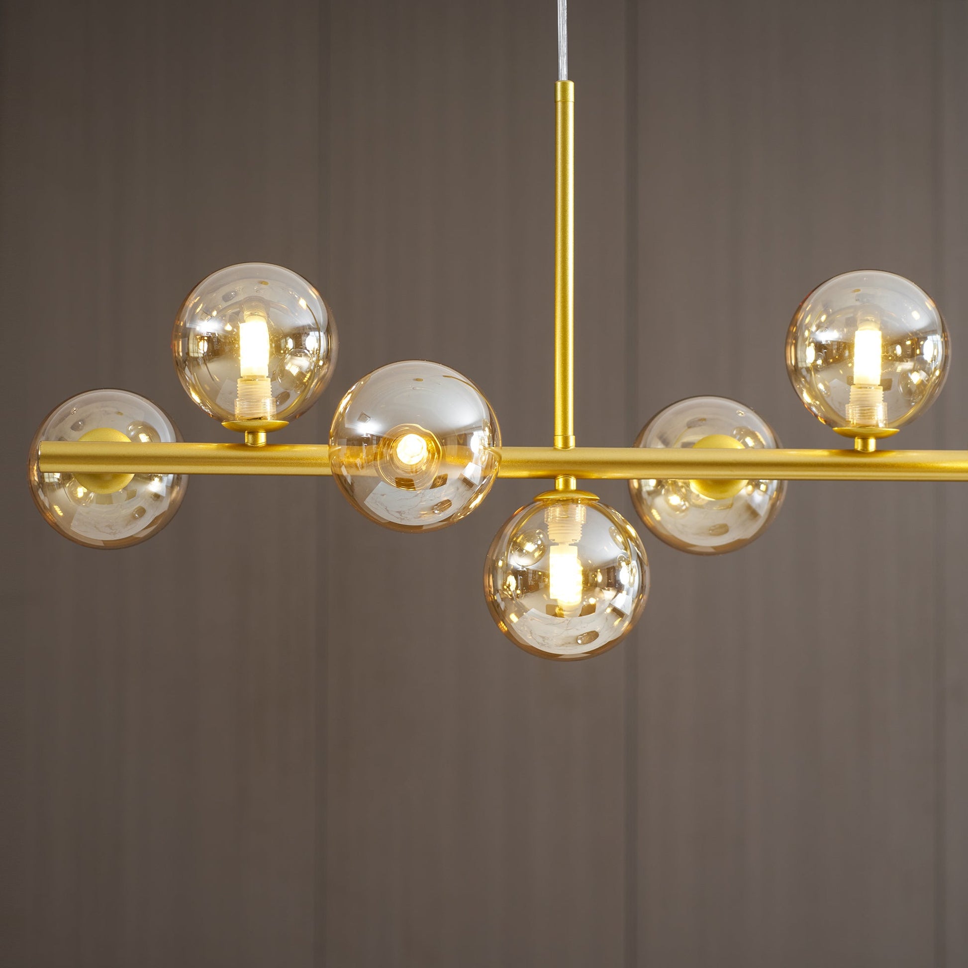 Smoked Glass Globe Chandelier — Mid-Century Modern Radiance