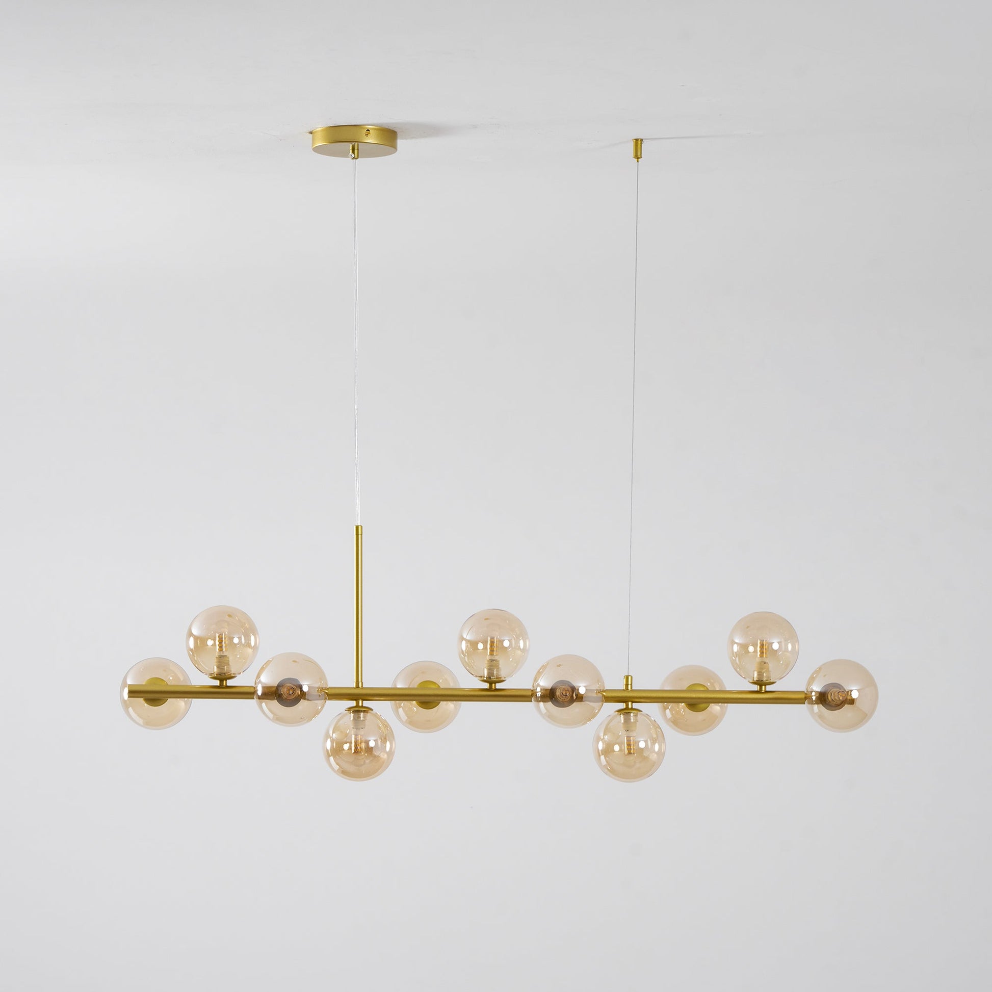 Smoked Glass Globe Chandelier — Mid-Century Modern Radiance