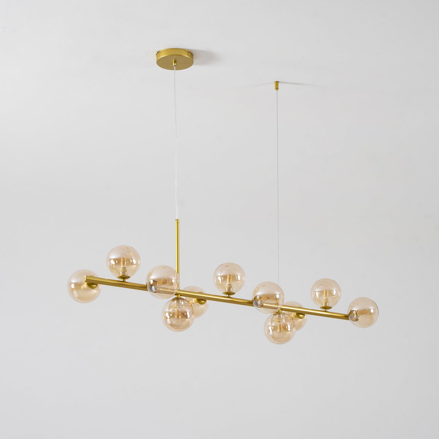 Smoked Glass Globe Chandelier — Mid-Century Modern Radiance