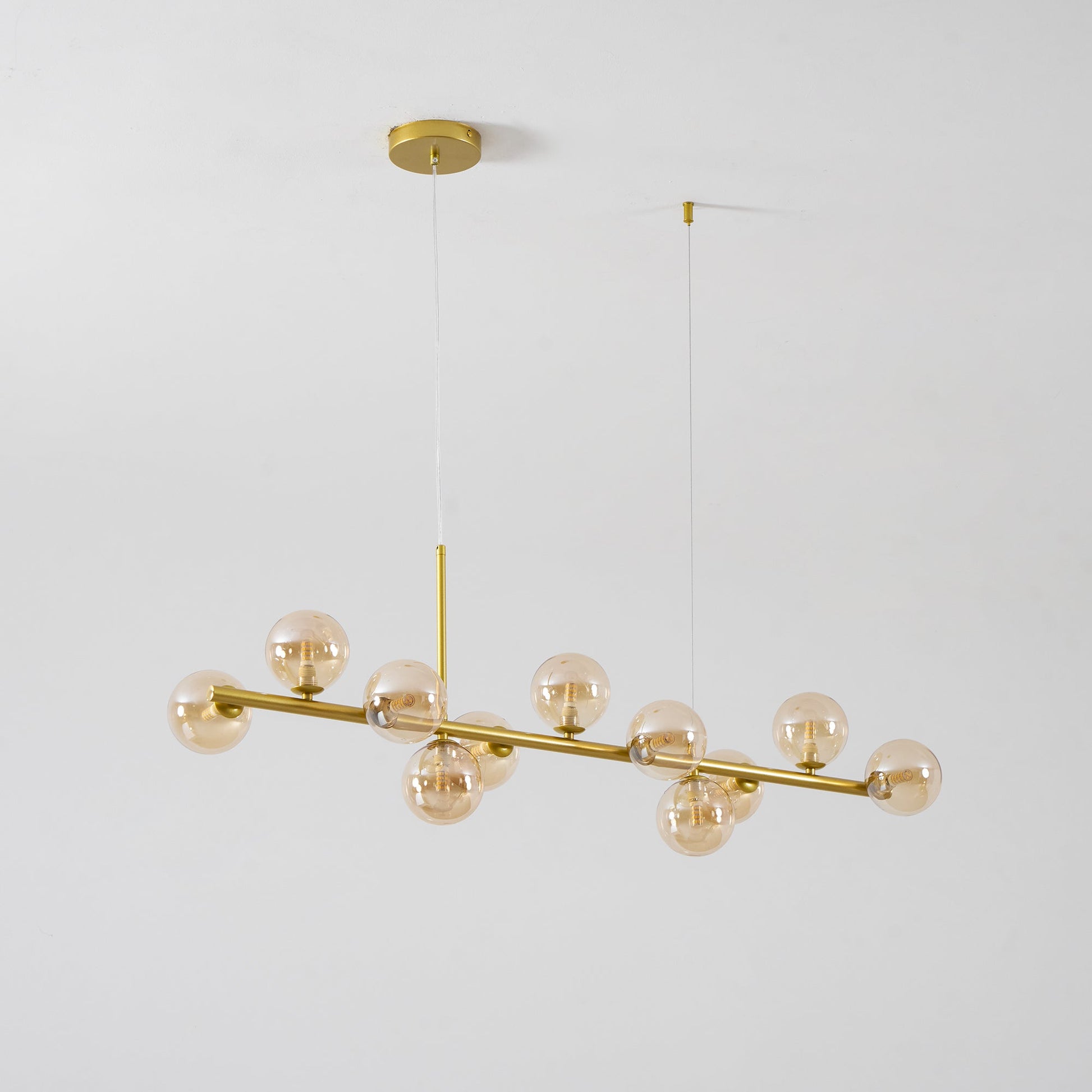 Smoked Glass Globe Chandelier — Mid-Century Modern Radiance