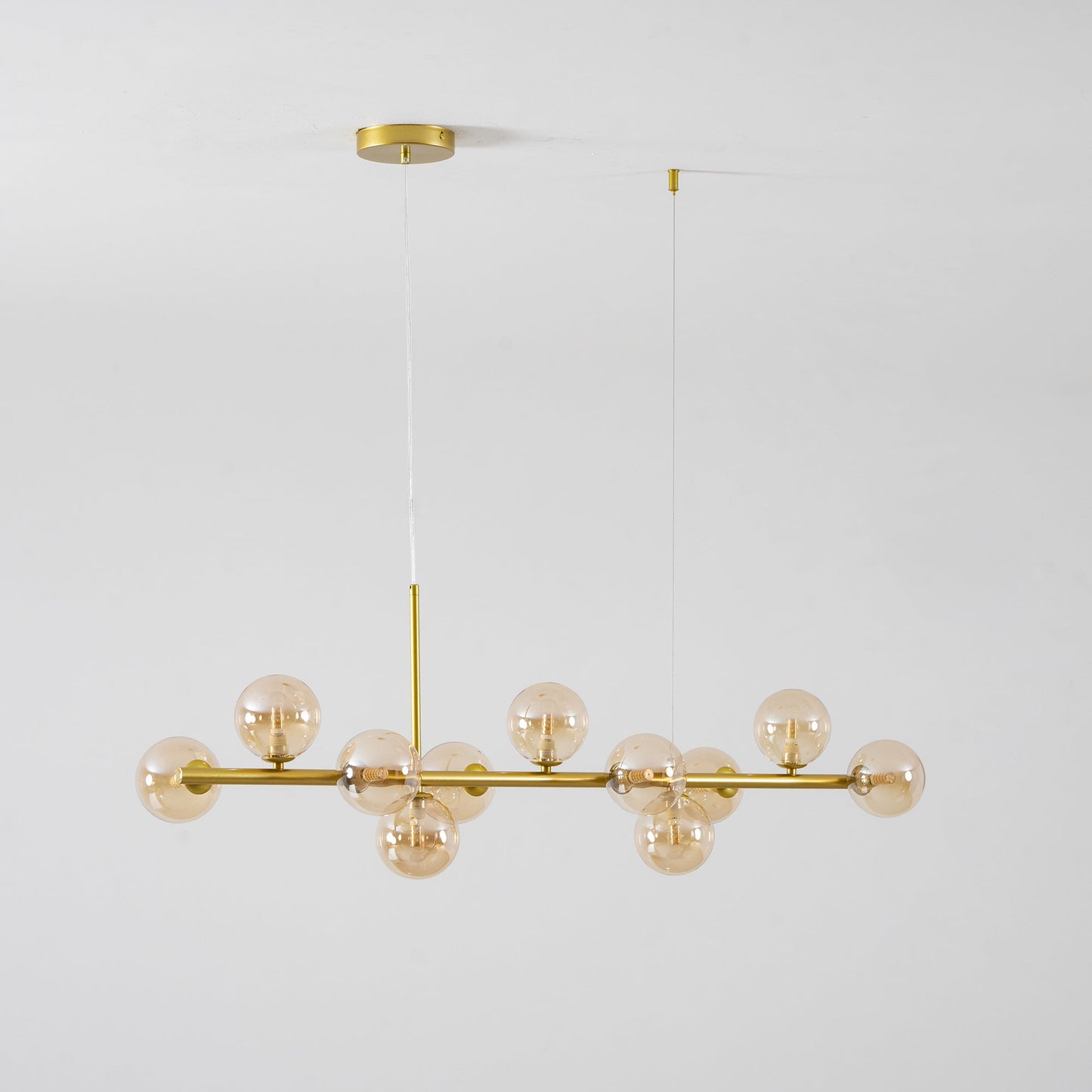 Smoked Glass Globe Chandelier — Mid-Century Modern Radiance