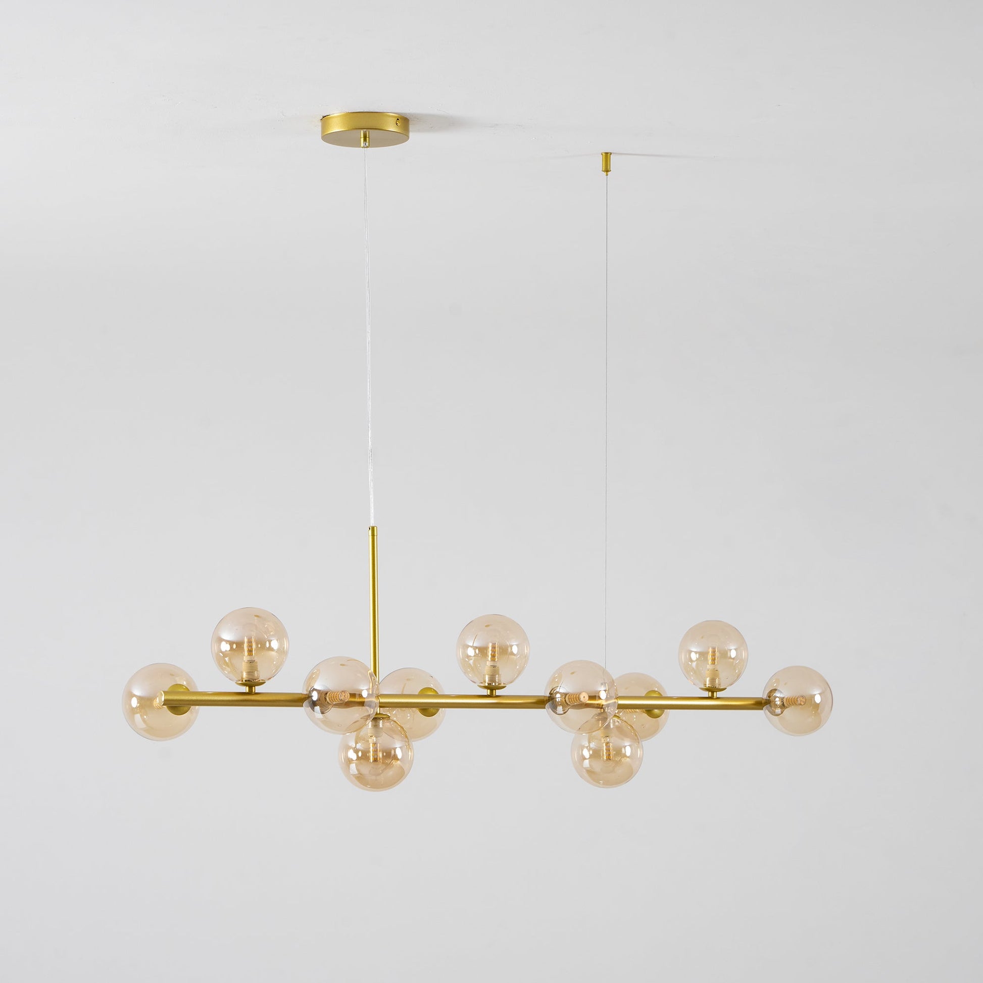 Smoked Glass Globe Chandelier — Mid-Century Modern Radiance