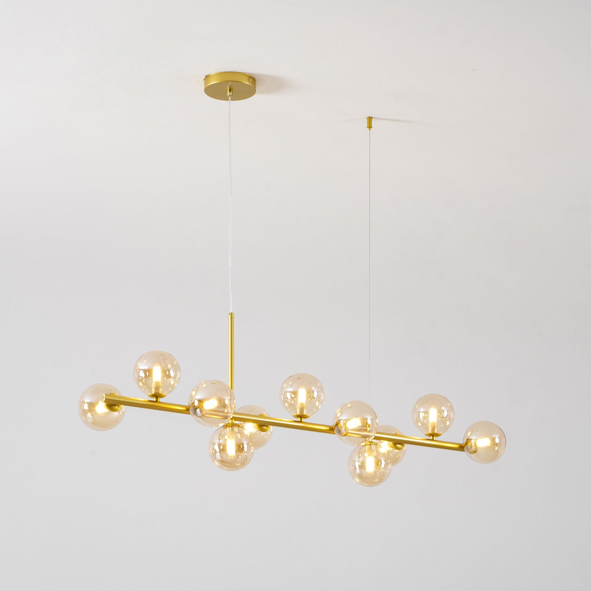 Smoked Glass Globe Chandelier — Mid-Century Modern Radiance
