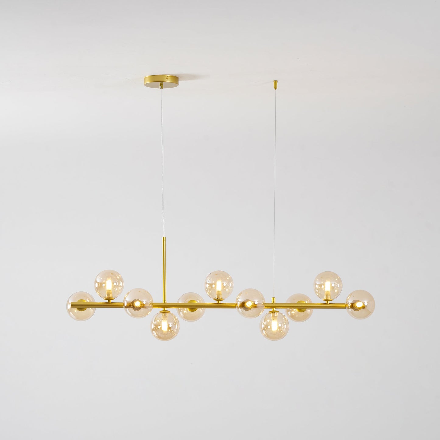 Smoked Glass Globe Chandelier — Mid-Century Modern Radiance