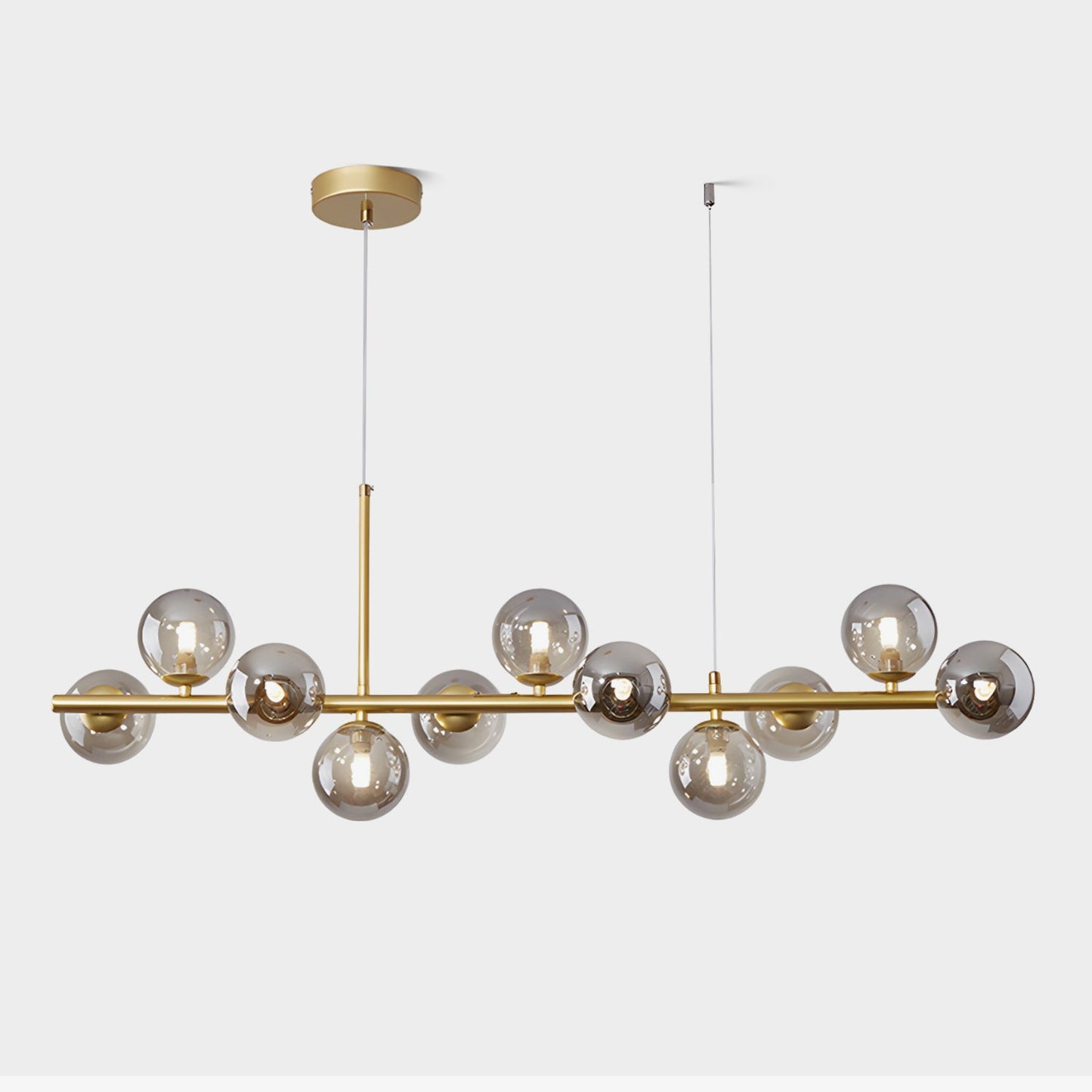 Smoked Glass Globe Chandelier — Mid-Century Modern Radiance