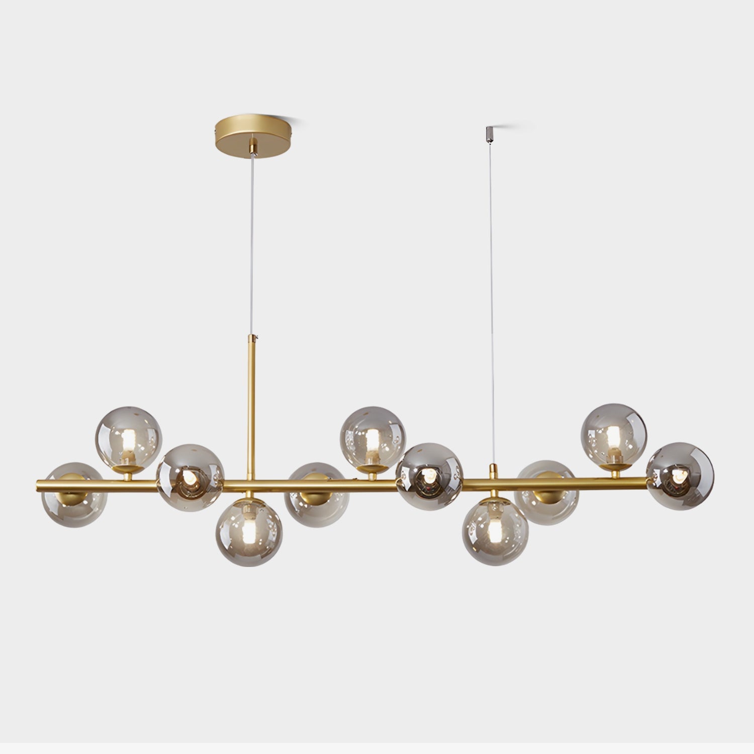 Smoked Glass Globe Chandelier — Mid-Century Modern Radiance