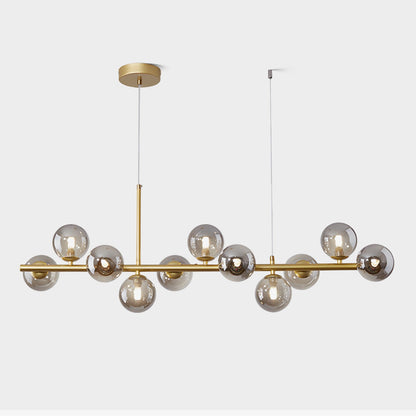 Smoked Glass Globe Chandelier — Mid-Century Modern Radiance