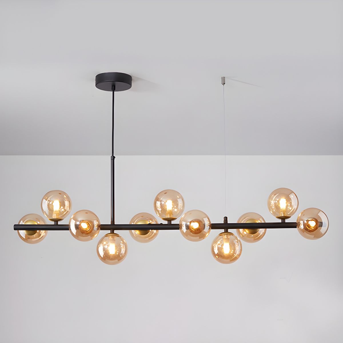 Smoked Glass Globe Chandelier — Mid-Century Modern Radiance