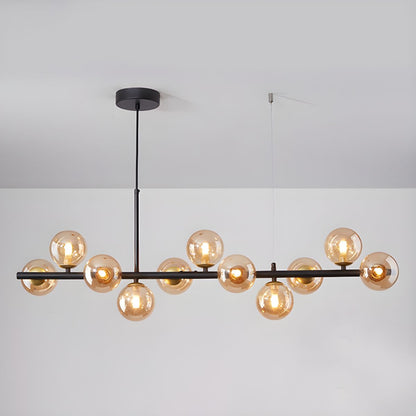 Smoked Glass Globe Chandelier — Mid-Century Modern Radiance