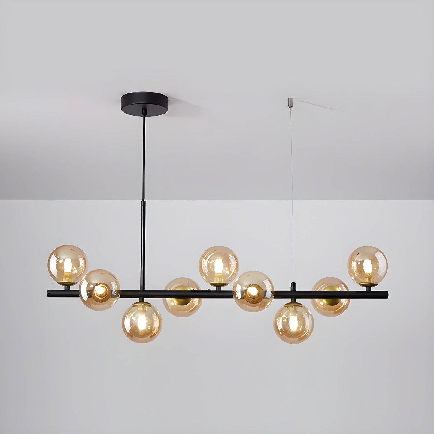 Smoked Glass Globe Chandelier — Mid-Century Modern Radiance