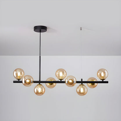 Smoked Glass Globe Chandelier — Mid-Century Modern Radiance