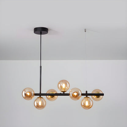 Smoked Glass Globe Chandelier — Mid-Century Modern Radiance