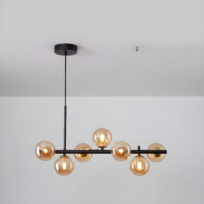 Smoked Glass Globe Chandelier — Mid-Century Modern Radiance