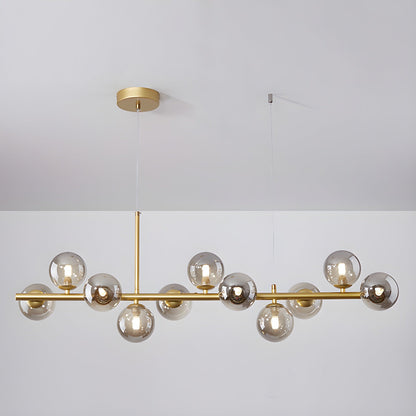 Smoked Glass Globe Chandelier — Mid-Century Modern Radiance