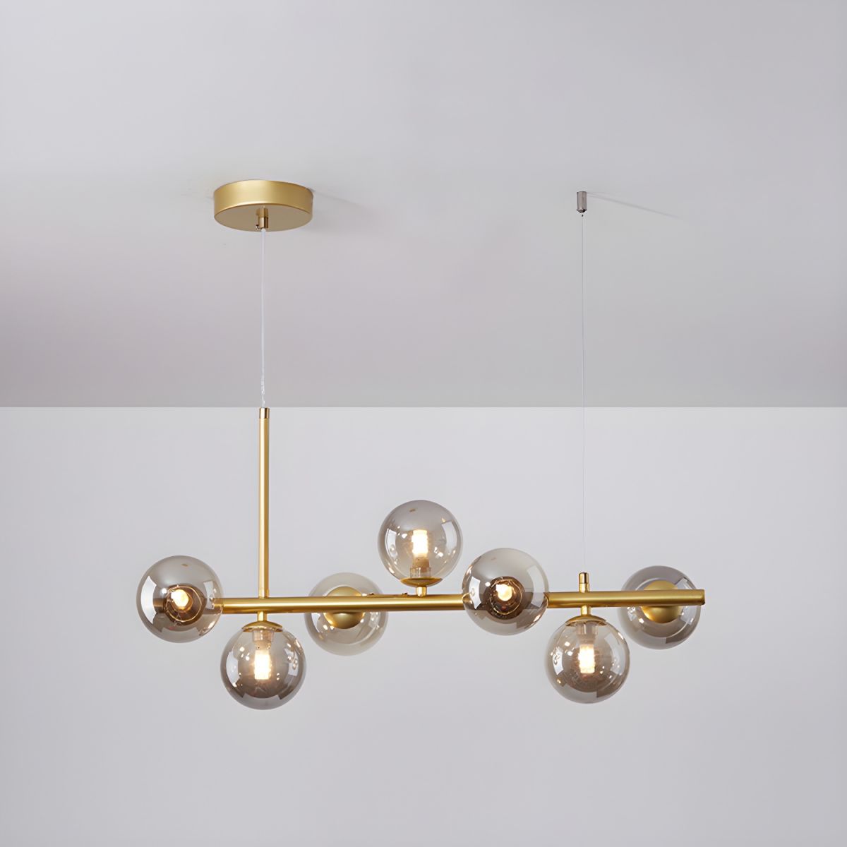 Smoked Glass Globe Chandelier — Mid-Century Modern Radiance
