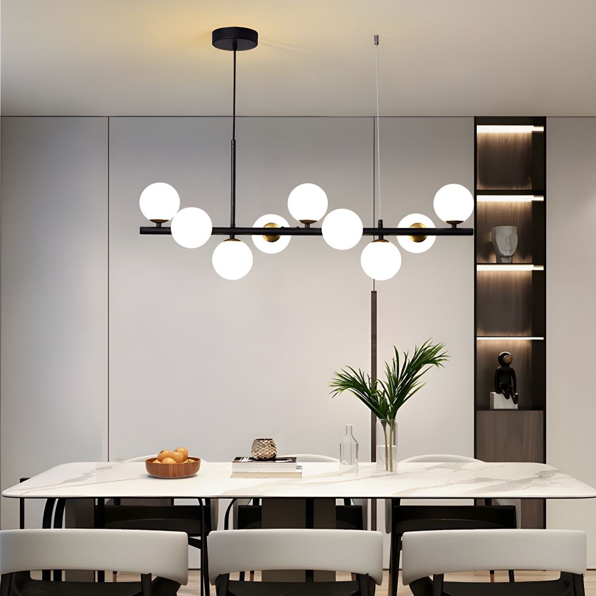 Smoked Glass Globe Chandelier — Mid-Century Modern Radiance