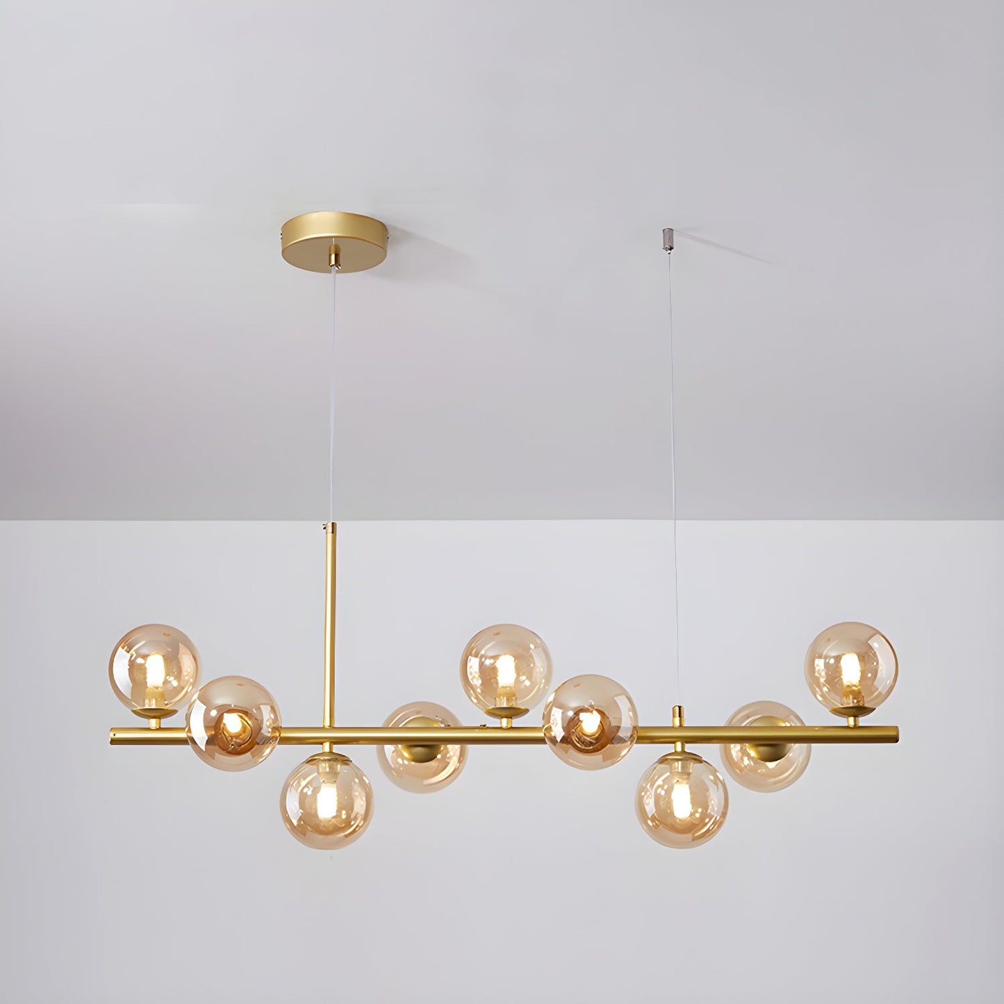 Smoked Glass Globe Chandelier — Mid-Century Modern Radiance