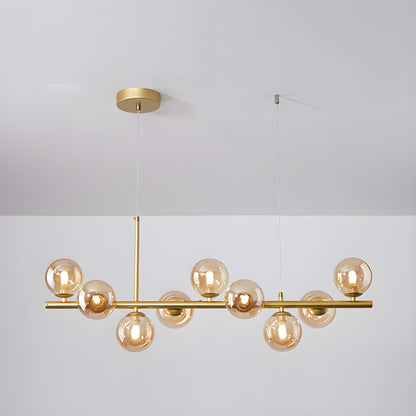 Smoked Glass Globe Chandelier — Mid-Century Modern Radiance