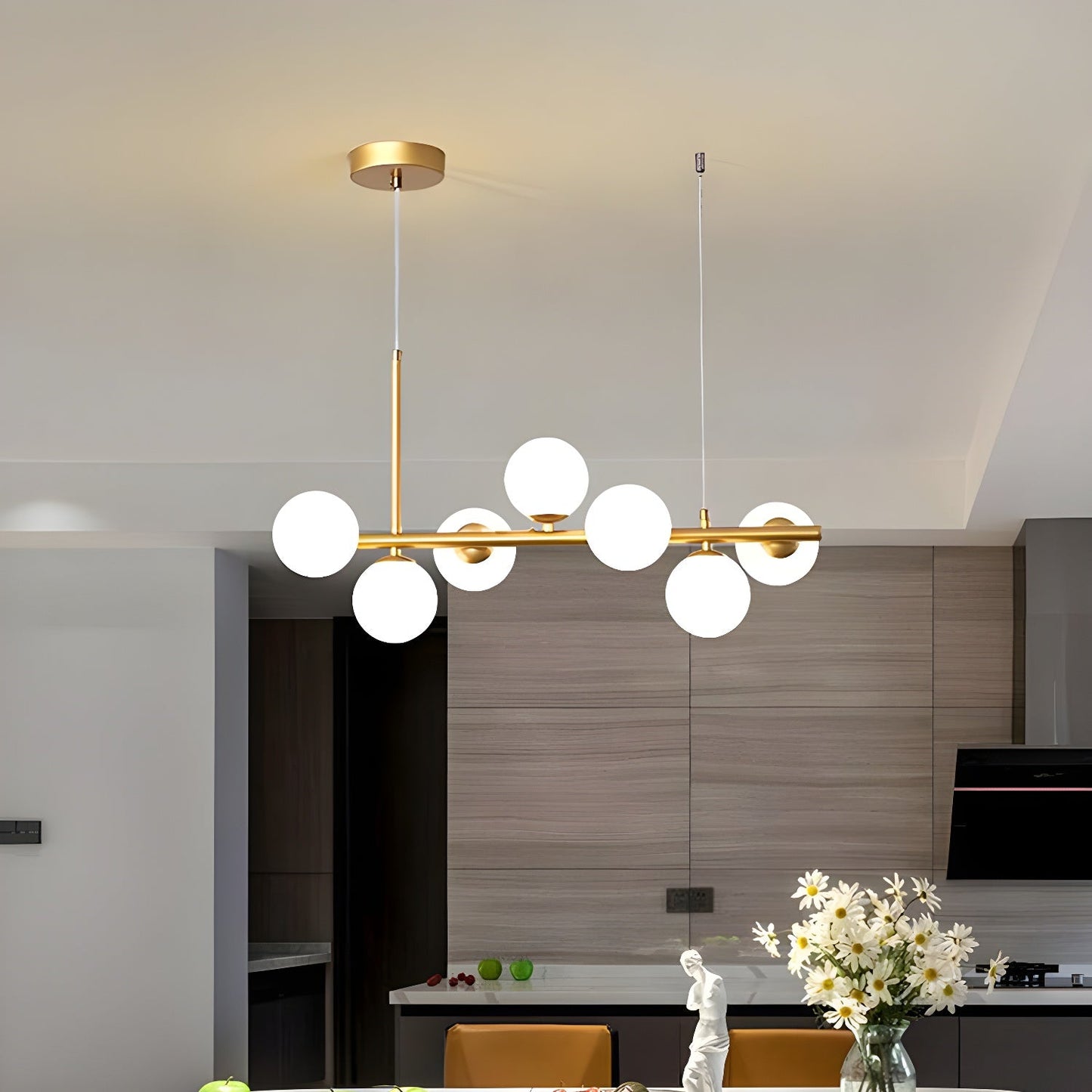 Smoked Glass Globe Chandelier — Mid-Century Modern Radiance