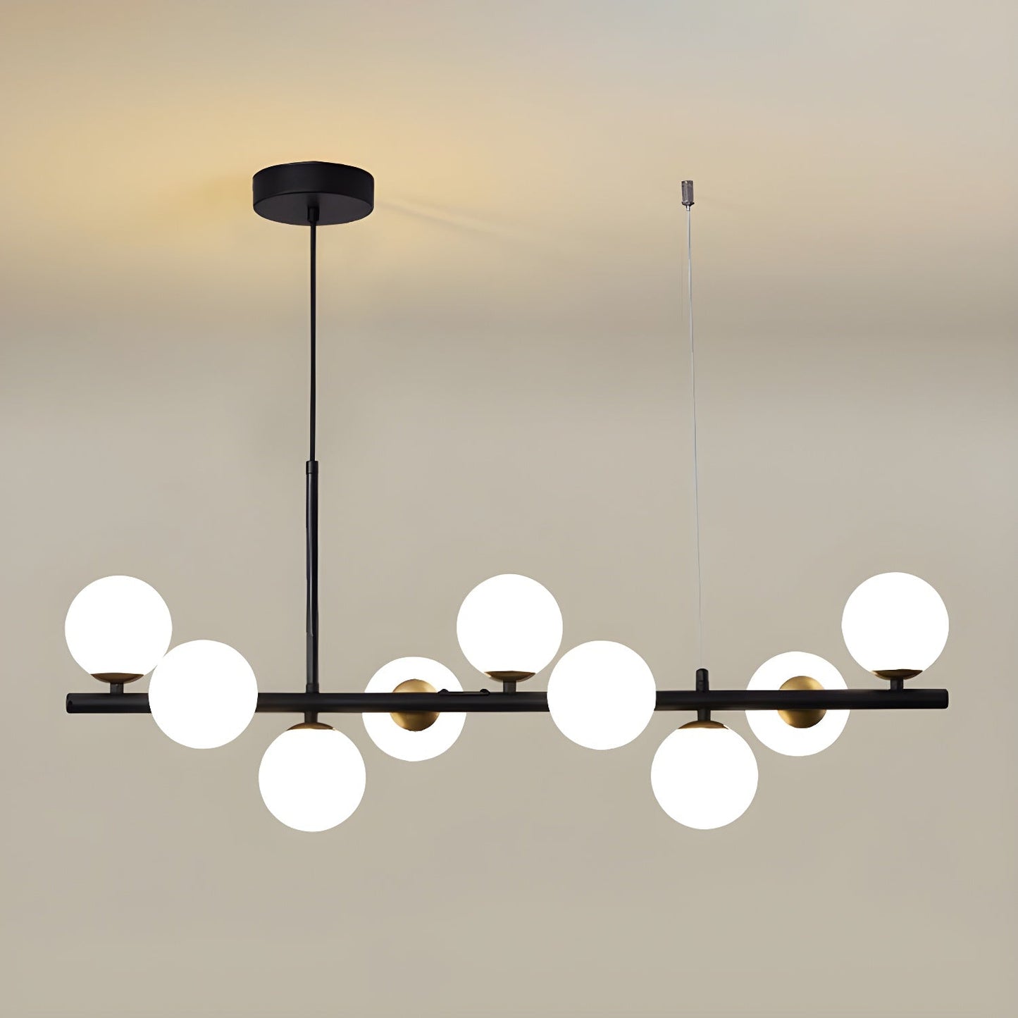 Smoked Glass Globe Chandelier — Mid-Century Modern Radiance