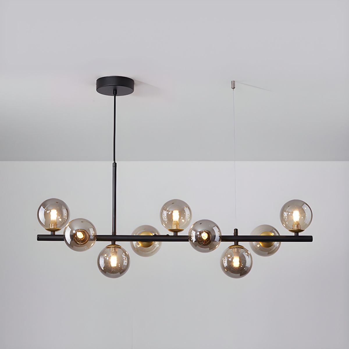 Smoked Glass Globe Chandelier — Mid-Century Modern Radiance