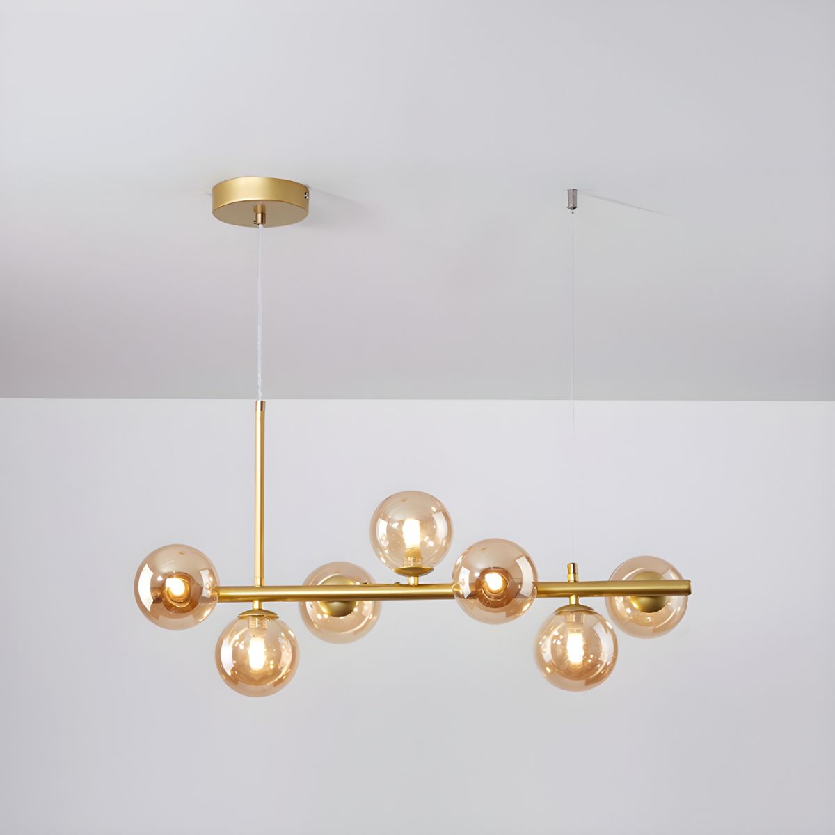 Smoked Glass Globe Chandelier — Mid-Century Modern Radiance