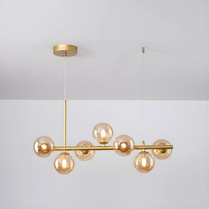 Smoked Glass Globe Chandelier — Mid-Century Modern Radiance
