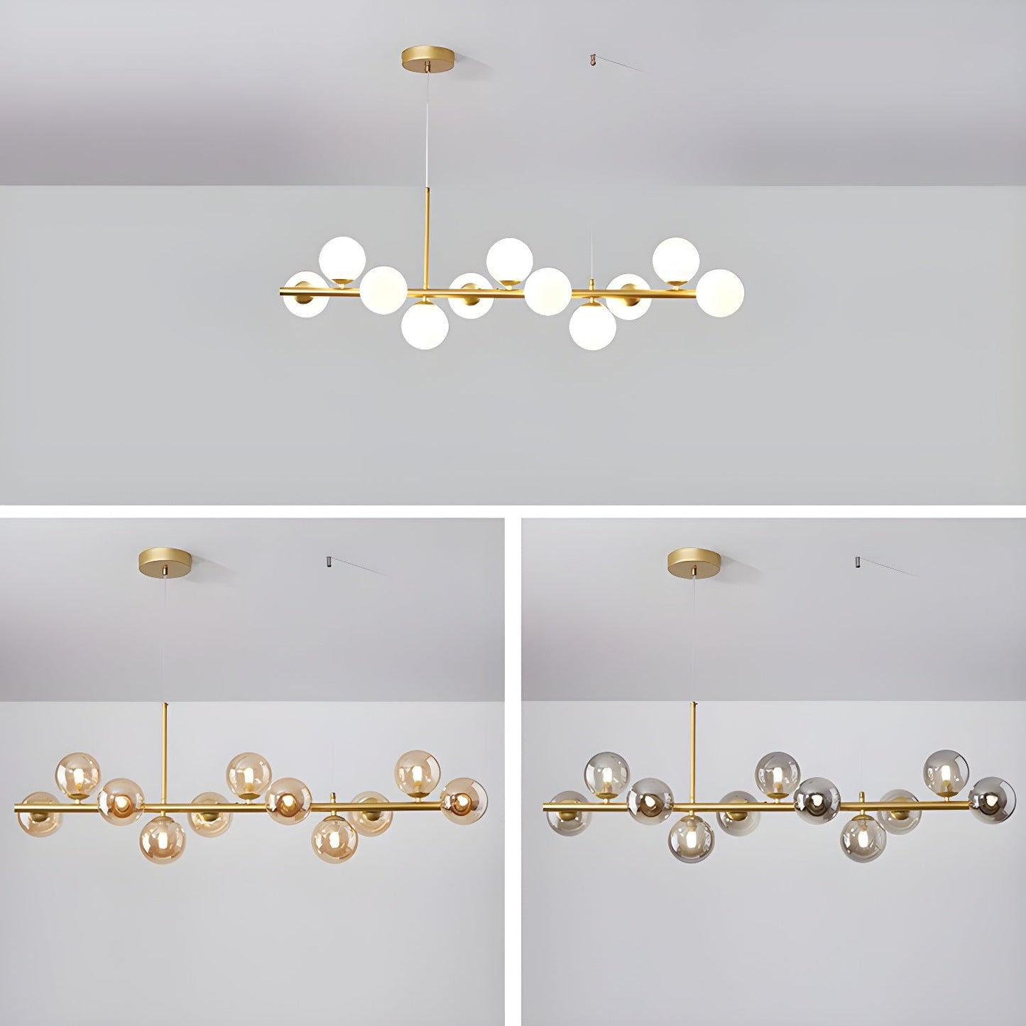 Smoked Glass Globe Chandelier — Mid-Century Modern Radiance