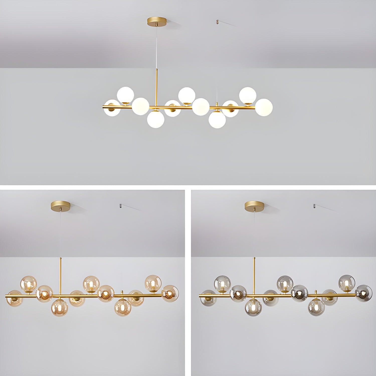 Smoked Glass Globe Chandelier — Mid-Century Modern Radiance