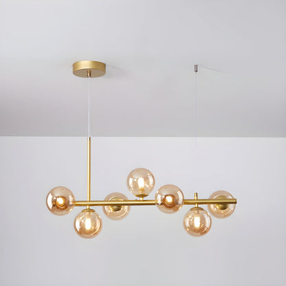 Smoked Glass Globe Chandelier — Mid-Century Modern Radiance