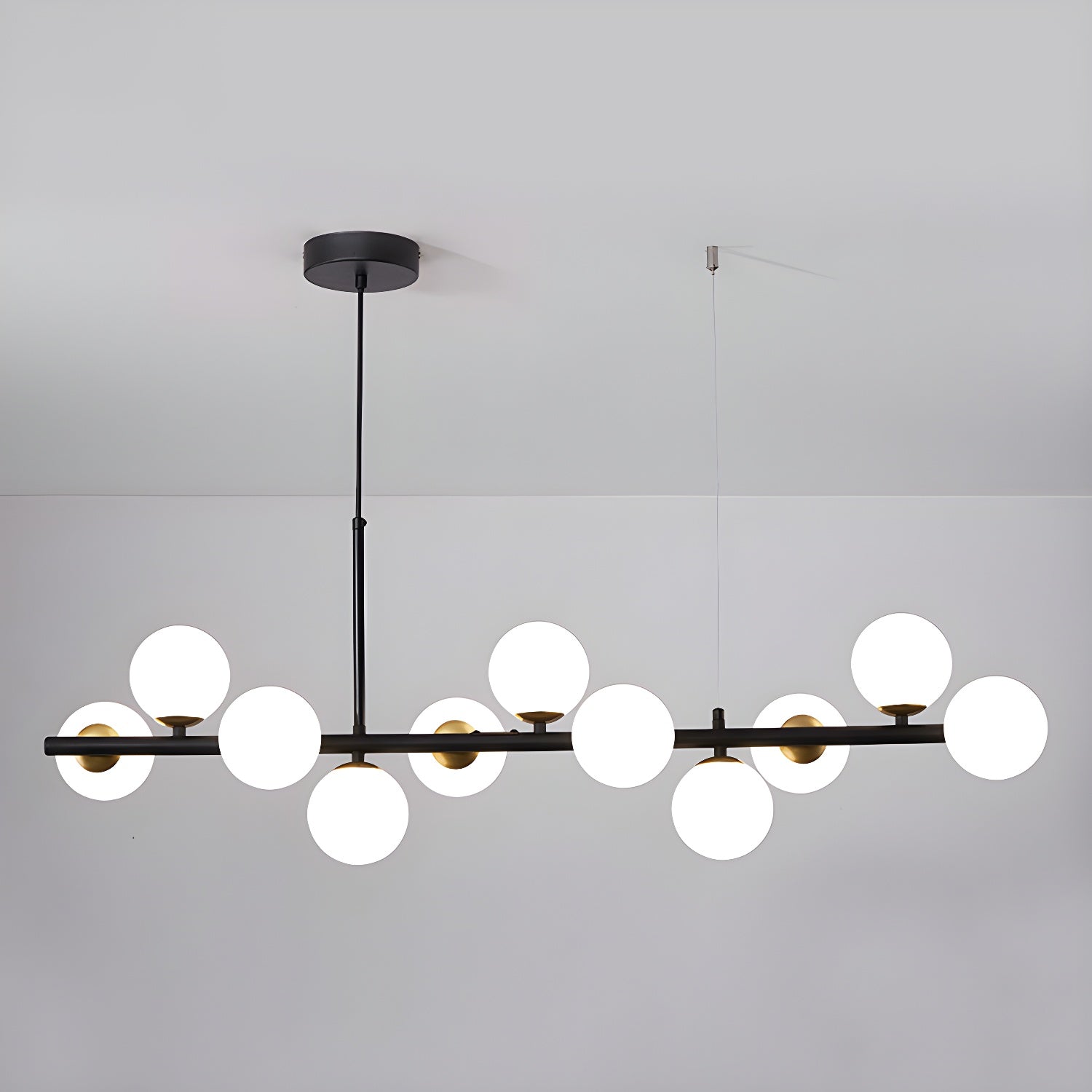 Smoked Glass Globe Chandelier — Mid-Century Modern Radiance