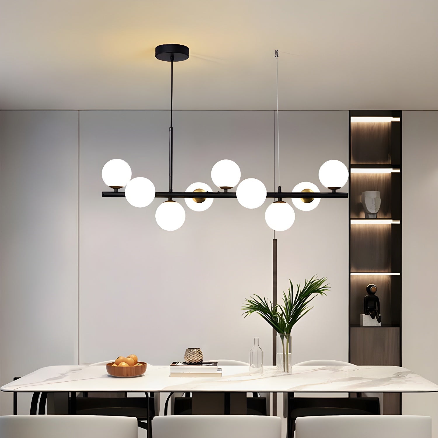 Smoked Glass Globe Chandelier — Mid-Century Modern Radiance