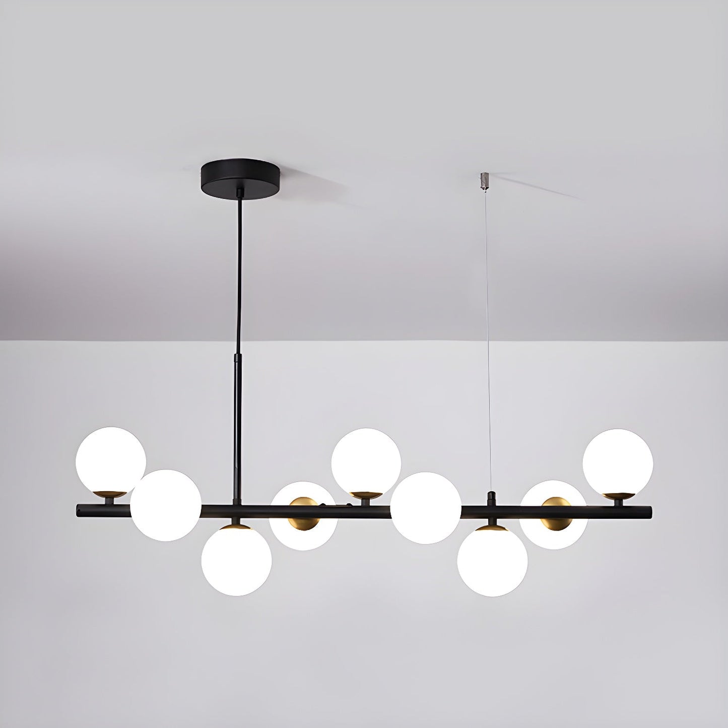 Smoked Glass Globe Chandelier — Mid-Century Modern Radiance